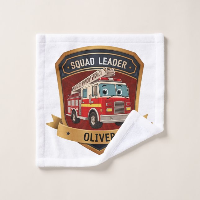 Cute Personalized Firefighter Badge Wash Cloth (Wash Cloth)
