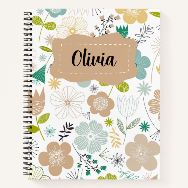 Cute Personalized Floral kids Notebook (Front)