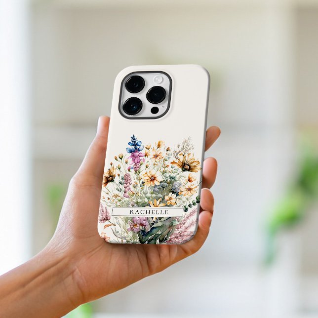 Cute Personalized Floral Monogram Wildflower iPhone Case (Creator Uploaded)