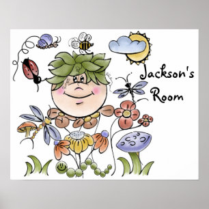 Cute Personalized Flower Garden Fairy Poster