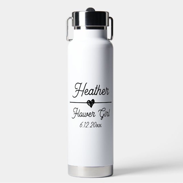 Cute Personalized Flower Girl Water Bottle (Front)