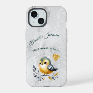 Cute Personalized Folk Bird & Heart Phone Case