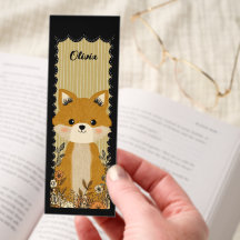 Cute Personalized Fox Bookmark