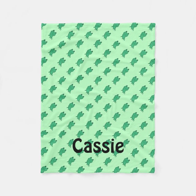 Cute personalized frog pattern fleece blanket (Front)