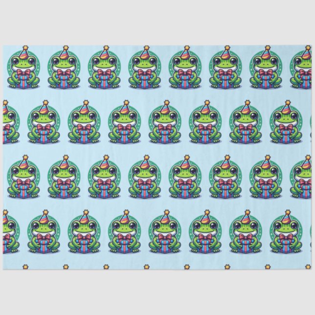 Cute Personalized Frog Themed Birthday Tissue Paper (Front)