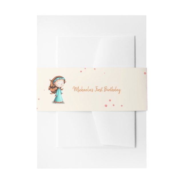 Cute Personalized Girl Birthday Invitation Belly Band (Front Example)