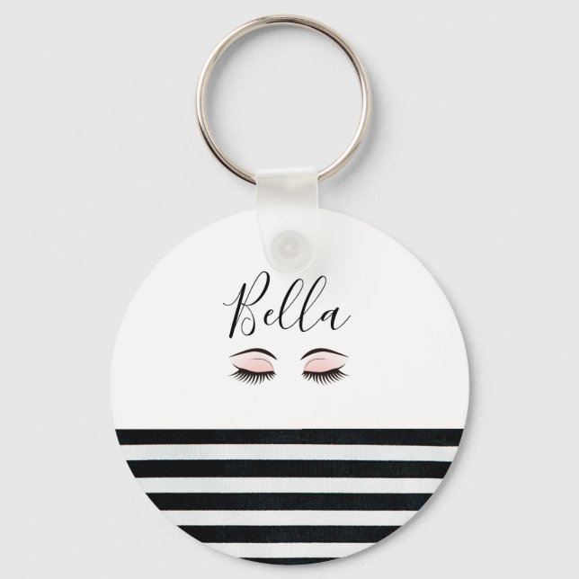 Cute Personalized Girls Eyelashes Keychain (Front)