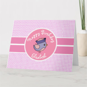 Cute Personalized Girls Nautical Happy Birthday Card
