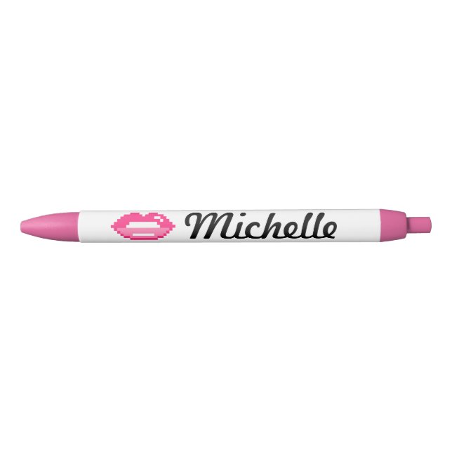 Cute personalized girls pen with pink lips kiss (Front)