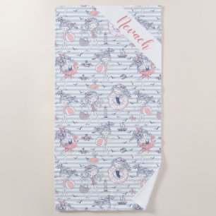 Cute Personalized Girly Summertime Fun  Beach Towel