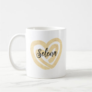 Cute Personalized Gold Swirl Heart Coffee Mug