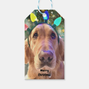 Cute Personalized Golden Retriever Dog Christmas  Gift Tags