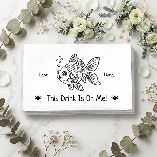 Cute Personalized Goldfish Wedding Drink Ticket Enclosure Card (Creator Uploaded)