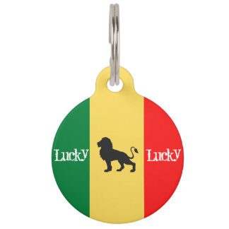 Cute Personalized Green Yellow Red Rasta Reggae Pet Tag