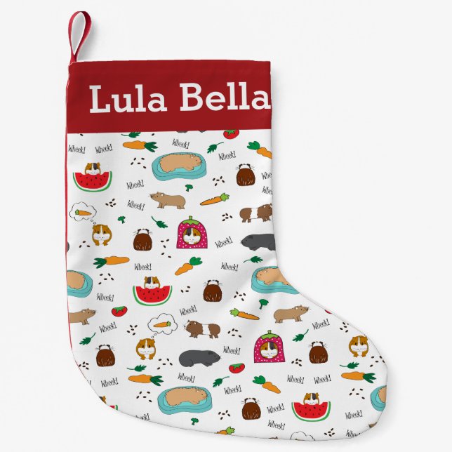 Cute Personalized Guinea Pigs Small Christmas Stocking (Front)