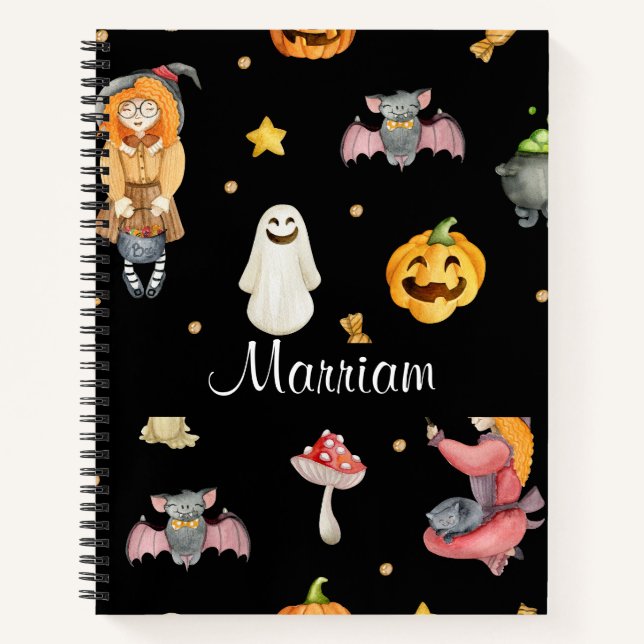 Cute Personalized Halloween Notebook (Front)