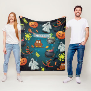 Cute Personalized Halloween pattern Fleece Blanket