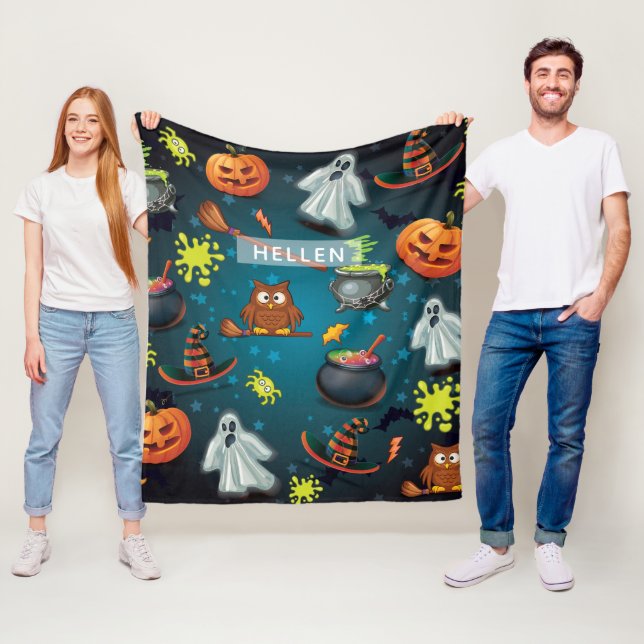 Cute Personalized Halloween pattern Fleece Blanket (In Situ)