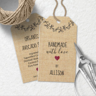 Handmade with love simple white custom gift tags