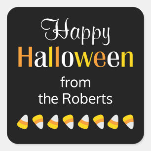 Cute Personalized Happy Halloween Candy Favour Square Sticker
