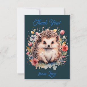 Cute Personalized Hedgehog  Thank You Card