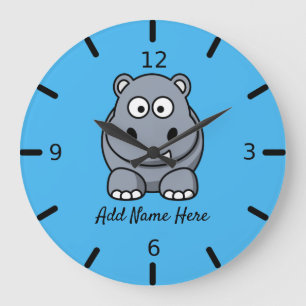 Cute Personalized Hippo Large Clock