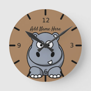 Cute Personalized Hippo Large Clock