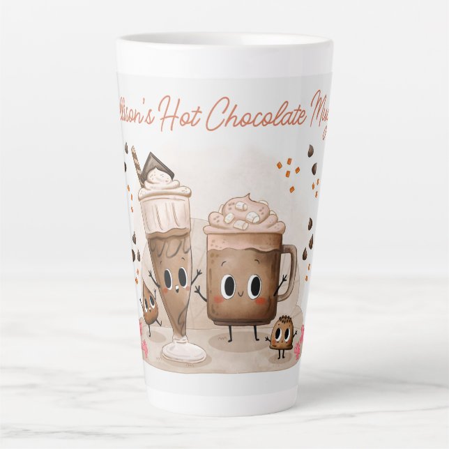 Cute Personalized Hot Chocolate  Latte Mug (Front)