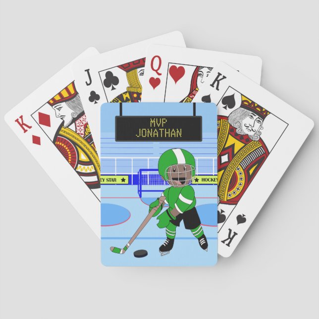 Cute Personalized Ice Hockey star Playing Cards (Back)
