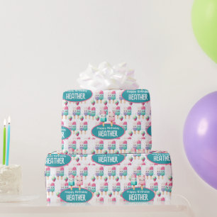 Cute Personalized IcePop Summer Birthday Girls Wrapping Paper