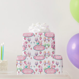 Cute Personalized IcePop Summer Birthday Girls Wrapping Paper