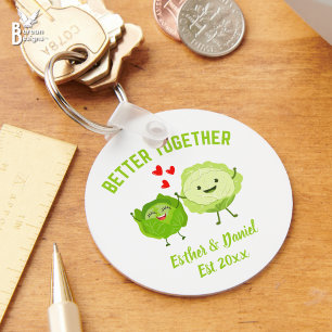 Cute Personalized Kawaii Cabbage Valentine Couples Keychain