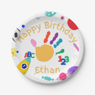 Cute Personalized Kid's ABC Hand Paint 123 HB Paper Plate
