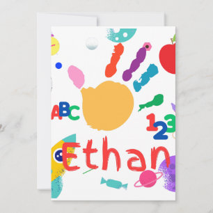 Cute Personalized Kid's ABC Hand Paint 123 Invitation
