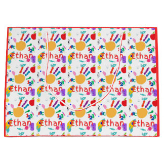Cute Personalized Kid's ABC Hand Paint 123 Large Gift Bag