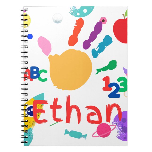 Cute Personalized Kid's ABC Hand Paint 123 Notebook (Front)