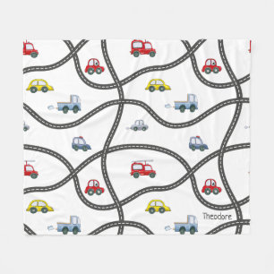 Cute Personalized Kids Car Fleece Blanket