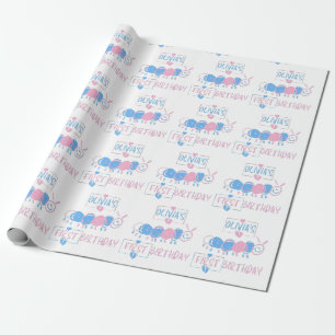Cute Personalized Kids Doodle Worm Draw Birthday Wrapping Paper