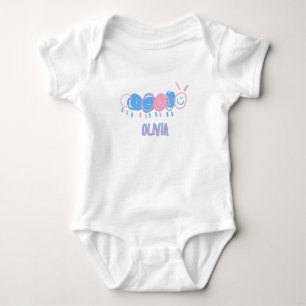 Cute Personalized Kids Doodle Worm Drawing Baby Bodysuit