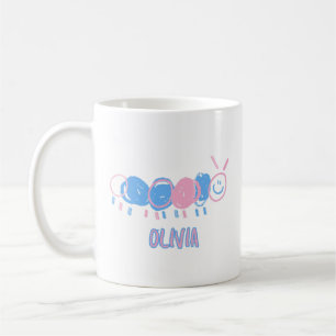 Cute Personalized Kids Doodle Worm Drawing Coffee Mug