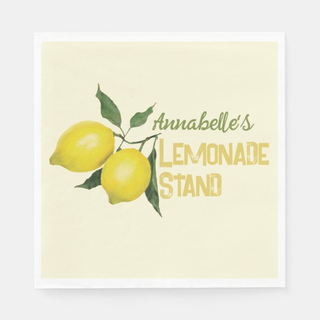 Cute Personalized Kids Lemonade Stand  Napkin (Front)