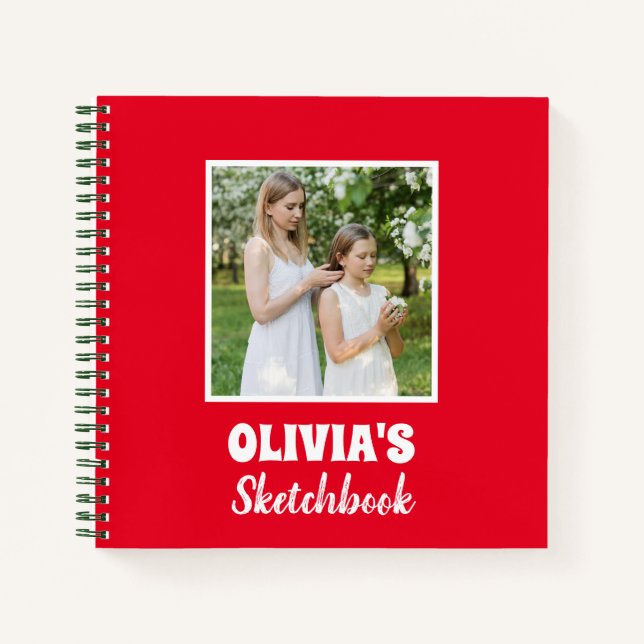 Cute Personalized Kids Photo Sketchbook Notebook (Front)