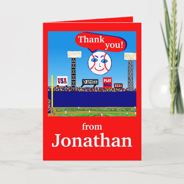 Cute Personalized Kids Sports Thank You Notes (Front)