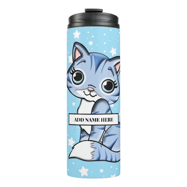 Cute Personalized Kitten Thermal Tumbler (Front)