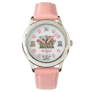 Cute Personalized Kittens, Cats and Paw Prints Watch