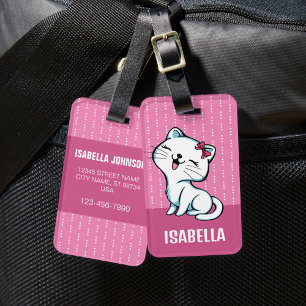 Cute Personalized Kitty Cat Luggage Tag