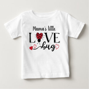 Cute Personalized Ladybug Red Heart Valentine Kids Baby T-Shirt
