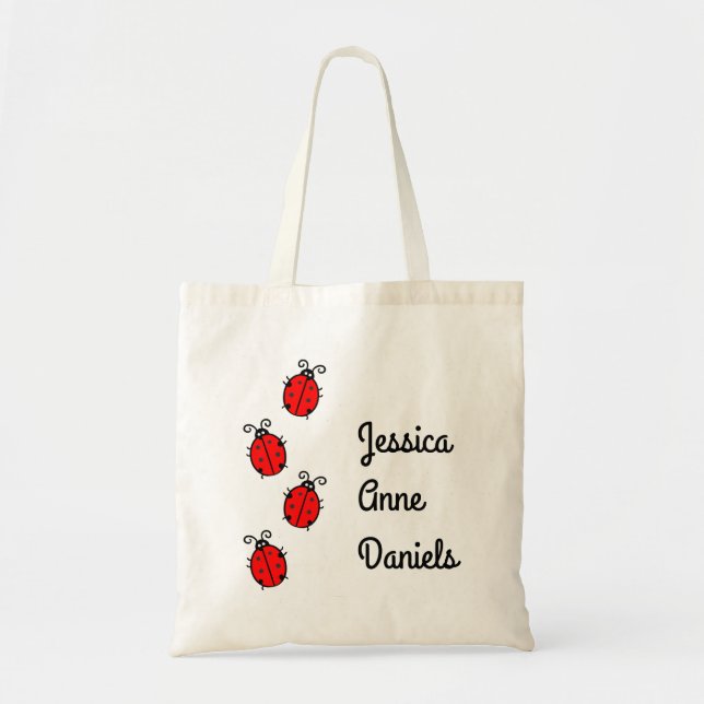 Cute personalized ladybug tote bag (Front)