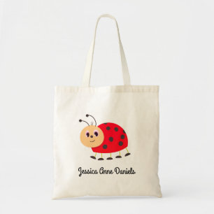 Cute personalized ladybug tote bag