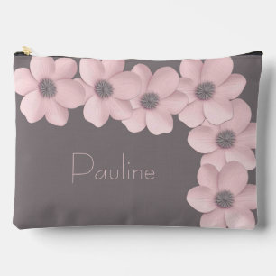 Cute Personalized Large Pink-Taupe Poppy Accessory Pouch